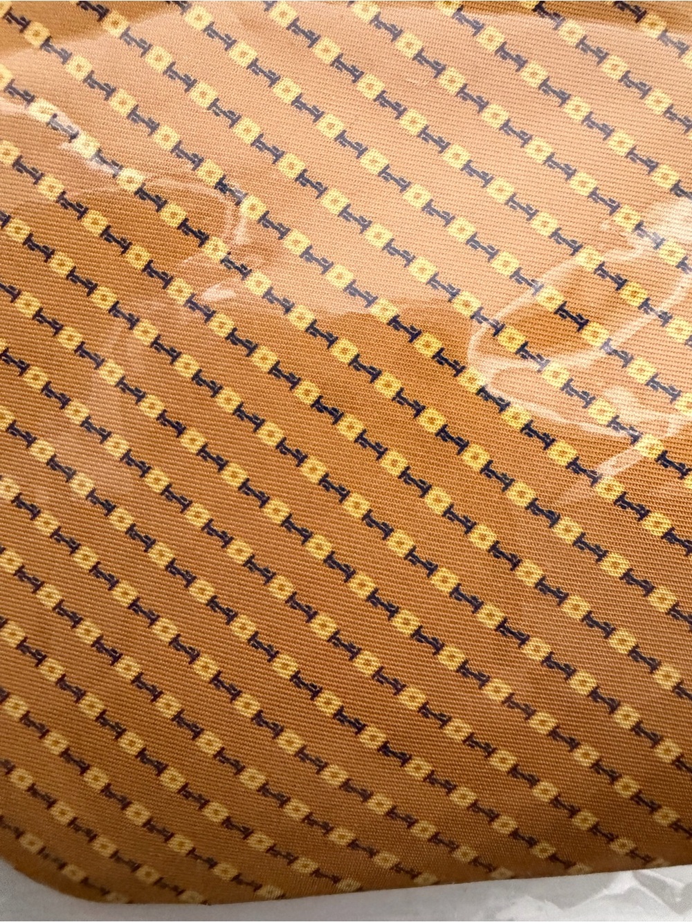 Vintage Christian Dior Paris Silk Tie Made in France Gold Geometric Necktie - Picture 3 of 7